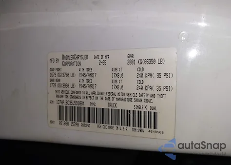 2005 Dodge Ram 1500 Slt/Laramie from USA, damaged, VIN 1D7HA16D35J591884